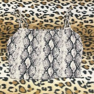 Forever 21 Snake Print Crop Top - Black and White